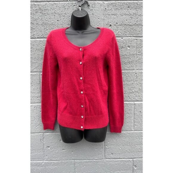 Apt 9 Cardigan women’s size medium red long sleeve rabbit hair sweater - Picture 1 of 11